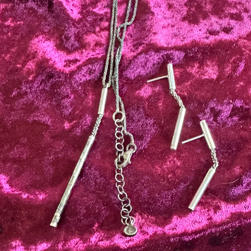 Silpada Silver Bar Drop Necklace & Earring Set - Picture 4 of 9